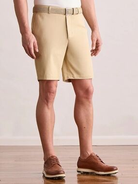 3 Dunning Player Fit 9” shorts  Coral Mist, Tan, and Blue Size 36